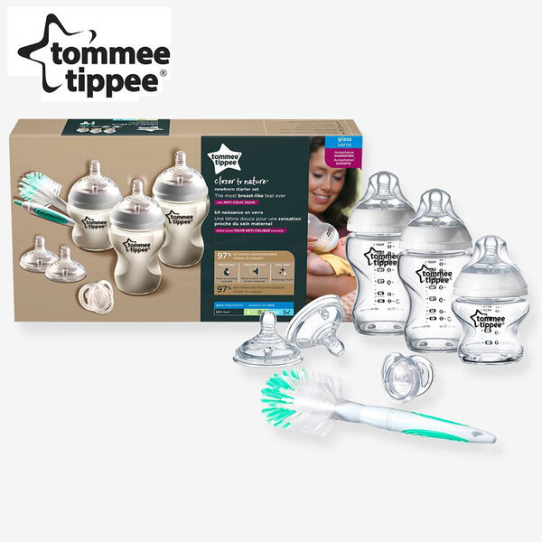 TOMMEE TIPPEE К-кт шишета за новородено Easi-Vent стъкло + четка за шишета TOMMEE TIPPEE К-кт шишета за новородено Easi-Vent стъкло + четка за шишета
